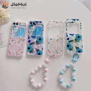 Jiehui เคสโทรศัพท์มือถือ ลายดอกไม้ สีฟ้า สําหรับ Samsung Z Flip5