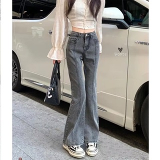 Solenne  กางเกงขายาว กางเกงยีสน์ผู้หญิง ทรงหลวม ๆ ตรง Retro Hip Hop Pants 2023 NEW Style  High quality Comfortable สวยงาม ins A97L82D 36Z230909