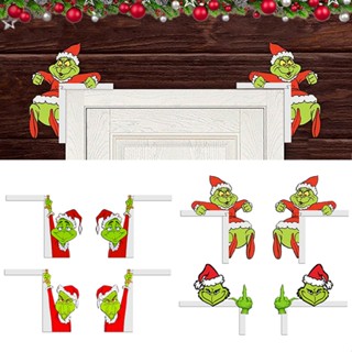 New Christmas Creative Grinch Door Corner Ornament Wooden Door Corner Decoration