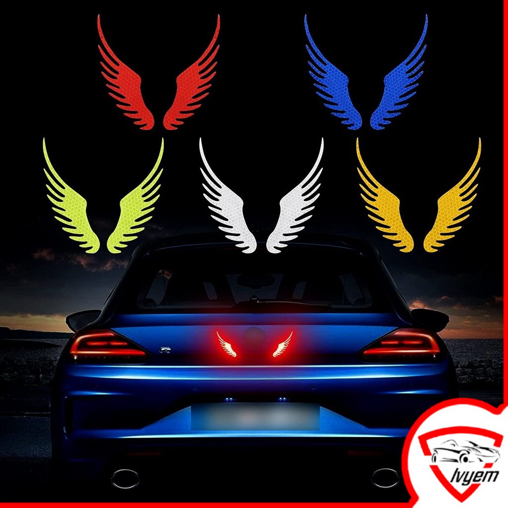 สติกเกอร์สะท้อนแสงรถยนต์แองเจิลปีก ง เอแคลส์ ความเข้มสูงคืนการมองเห็นต่อต้านชนสติ๊กเกอร์สะท้อนแสงกันน้ําสําหรับรถจักรยานยนต์รถยนต์โลโก้กระจกมองหลังสติก
