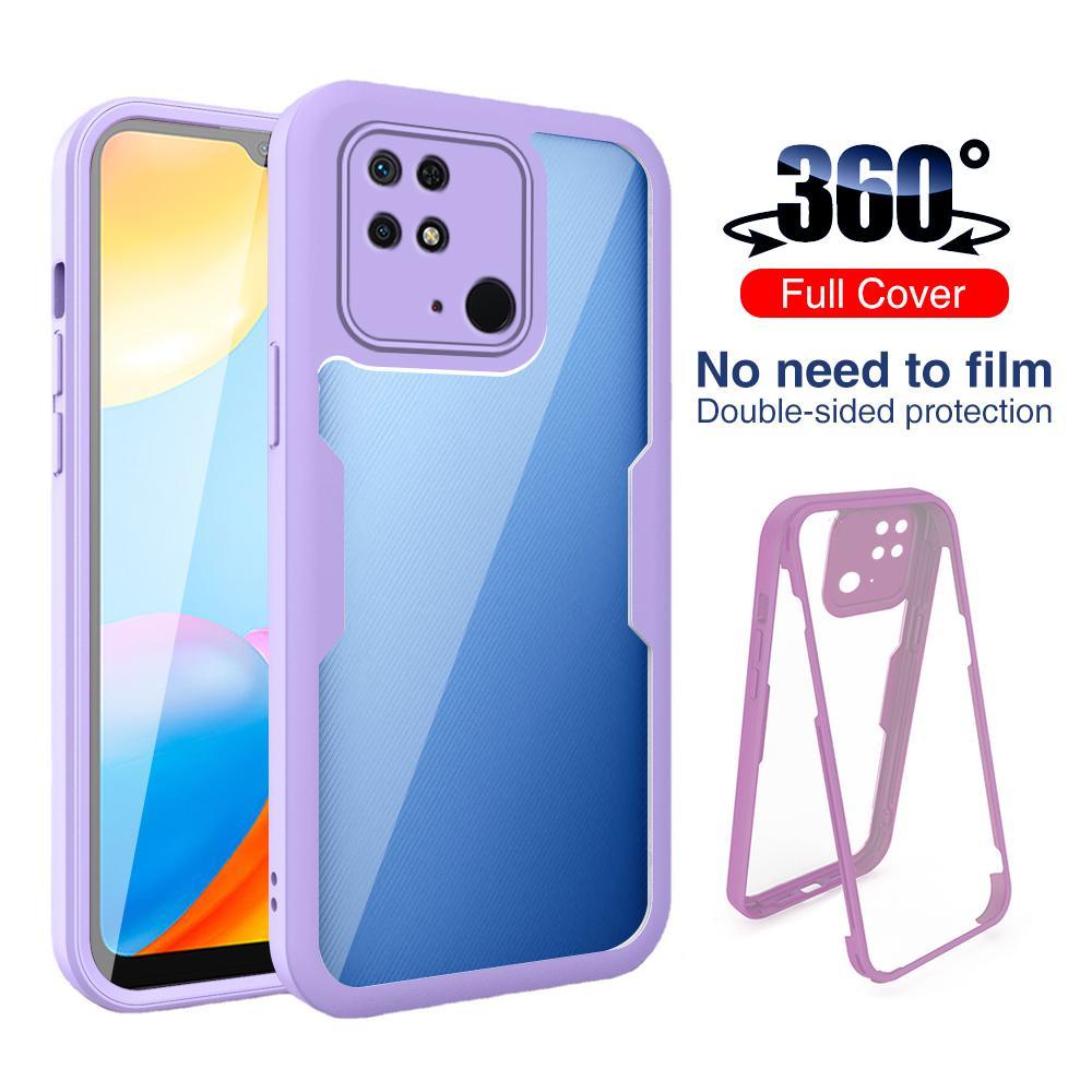 เคสโทรศัพท์มือถือแบบใส 360 องศา พร้อมฟิล์มกันรอยหน้าจอ และด้านหลัง สําหรับ Xiaomi Redmi 9 10 10c 10a 9c 9a 9t A1 Plus 4G