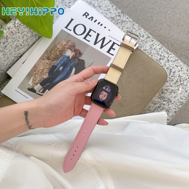 สายนาฬิกาข้อมือ หนัง PU สีตัดกัน สําหรับ iwatch ultra 49 มม. iwatch series 8 se 7 6 5 4 3 45 มม. 41 มม. 44 มม. 40 มม. 42 มม. 38 มม.