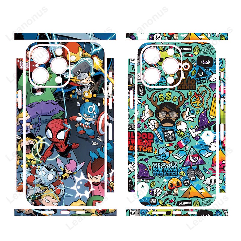 สติกเกอร์ ลายการ์ตูนมาร์เวล 3M บางพิเศษ สําหรับติดตกแต่งหน้าจอ iPhone 14 13 12 15 16 17 Pro Max