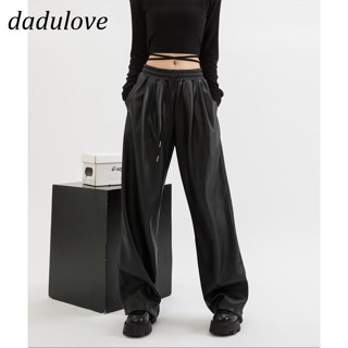 DaDulove💕 New American Style High Waist Leather Pants Drawstring Casual Pants Womens Large Size Trousers