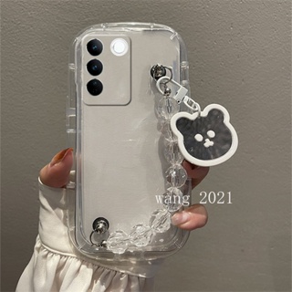 Phone Case for VivoV27 VIVO V27e V27 Pro X90 X80 X70 Pro 5G เคส Hot Deals Transparent Mirror Bear Crystal Bracelet Casing VIVO V27 5G Shockproof Silicone Soft Cover เคสโทรศัพท