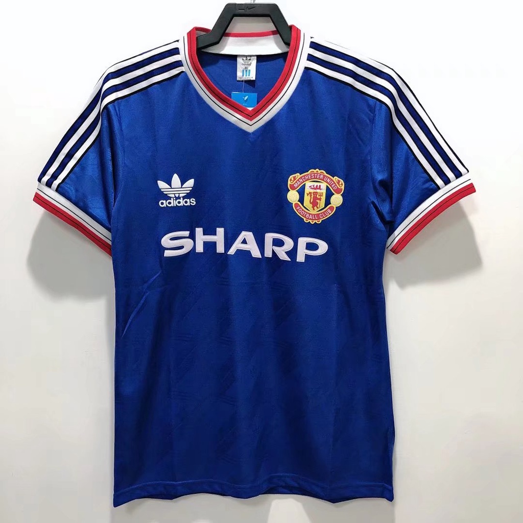 Retro Jersey 86-88 Manchester United Away Jacquard Sports Football Uniformv