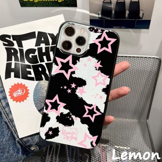 [Lemon] เคสโทรศัพท์มือถือนิ่ม ลาย Niche y2k Milk Star สีดําวาว สําหรับ Iphone 14pro 14promax 13 13pro 13promax 11 12 12pro 12promax XR XSMAX 7P 8P MINI