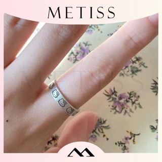 Metiss แหวนคู่รัก ลายแมว ปรับได้ สําหรับผู้ชาย และผู้หญิง