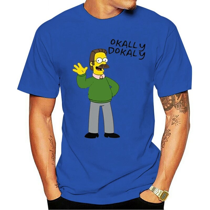 QCคอลูกเรือเสื้อยืด พิมพ์ลายการ์ตูน Roupa ned flanders 8088 2022S-5XL