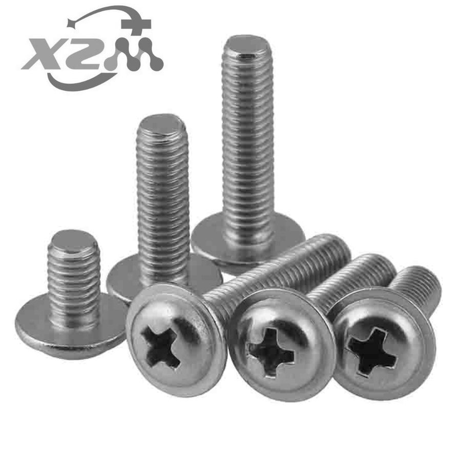 น็อตสกรู หัวกลมแฉก มีฝาปิด สแตนเลส 304 เกลียวมิล / P+ Pan Head Phillip Machine Screw M1.4M2M2.5M3M4【XZM-3A】
