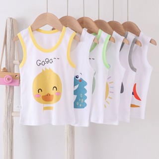 พร้อมส่ง เสื้อกล้าม ผ้าฝ้ายแท้ แบบบาง ระบายอากาศได้ดี ลายการ์ตูน แฟชั่นฤดูร้อน สไตล์เกาหลี และญี่ปุ่น สําหรับเด็กผู้ชาย และเด็กผู้หญิง