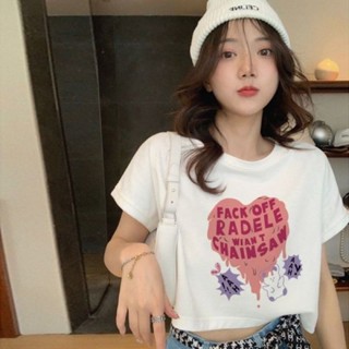 Classy .girl～เสื้อยืดแขนสั้น  รูปภาพตัวอักษรง่าย การ์ตูนเสื้อยืดแขนสั้น เวอร์ชั่นเกาหลีน่ารักรุ่นสั้นแขนสั้น#DZ00101