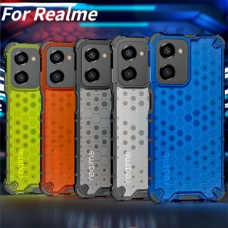 เคสโทรศัพท์มือถือ แบบใส กันกระแทก ลายรังผึ้ง สําหรับ Realme 10 9 Pro Plus C30 A17 A57 Reno 8 Pro