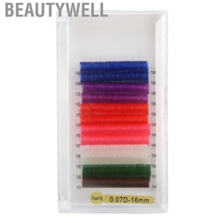 Beautywell 12 Rows Lash Extension 7 Colors 0.07mm D 16mm Length Dense Lifelike Colored BT0