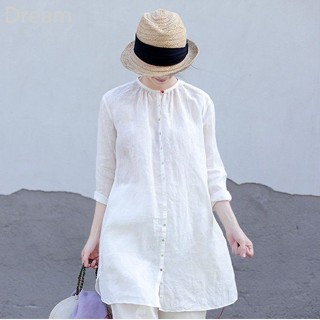 Linen cardigan light white mid-length loose sunscreen shirt