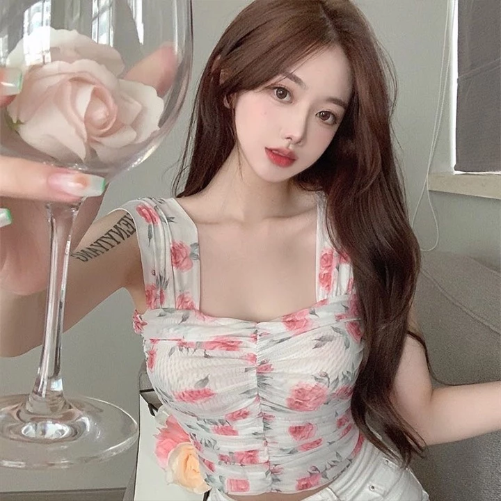 เสื้อเชิ้ตชีฟองลายดอก แขนกุด สไตล์เกาหลี thumbnail 4