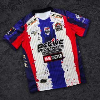 เสื้อกีฬาแขนสั้น ผ้าไมโคร ลายทาง สีฟ้า 2023 jersey thailand BAJU V.25