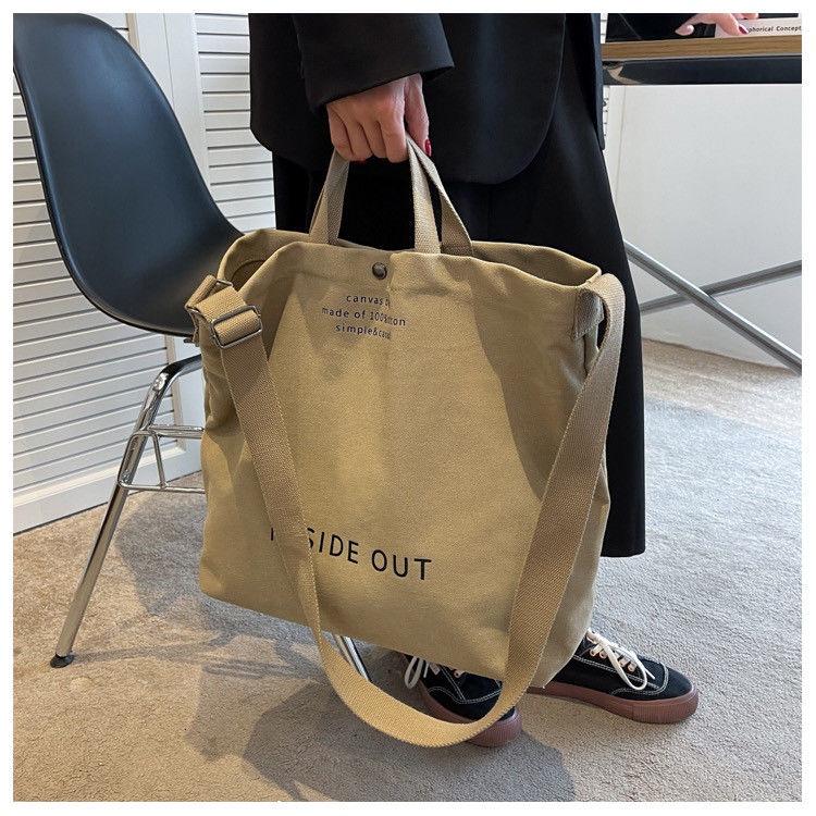 ใหม่ กระเป๋าผ้าแคนวาส ความจุขนาดใหญ่ เข้ากับทุกการแต่งกาย สไตล์เรโทร สําหรับผู้หญิง