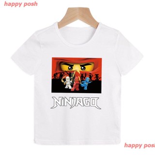 happy posh เสื้อยืดเด็กผู้ชาย เสื้อยืดแขนสั้น ชนิดผ้าฝ้าย ลายการ์ตูน Ninjago สไตล์แฟชั่น สำหหรับเด็ก เสื้อยืดพิมพ์ลาย 10