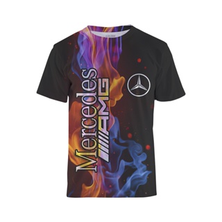 เสื้อยืดแขนสั้น พิมพ์ลายโลโก้รถยนต์ Mercedes Benz แฟชั่นฤดูร้อน สําหรับผู้ชาย