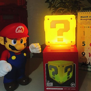 โคมไฟตั้งโต๊ะ ลาย Super Mario Bros Question Mark Block Night Light up Lamp Nintendo Bros Musical Night Light