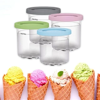 Yin 4 ชิ้น Ice Cream Maker เปลี่ยนขวดเก็บสําหรับ NINJA- CREAMI NC299AMZ NC300s