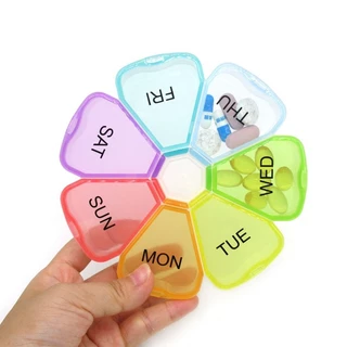 กล่องใส่ยาพกพา รูปดอกไม้7วัน7กลีบ ตลับยาและวิตามิน 7 วัน 4 มื้อ 7Day pill case