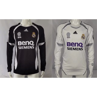 เสื้อกีฬาแขนยาว ลายทีมฟุตบอล Real Madrid 2006 ชุดเหย้า เยือน สไตล์เรโทร