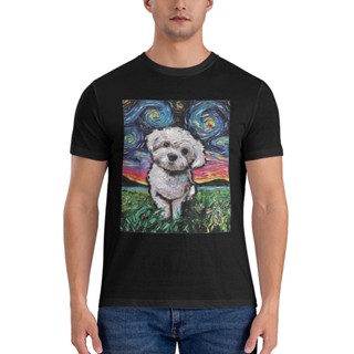 เสื้อยืด พิมพ์ลายกราฟฟิค Maltipoo Starry Night White Maltese Poodle Dog Art By Ajahot Sale