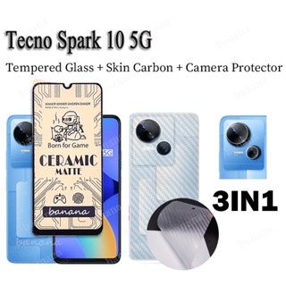 Tecno Spark 10 5G กระจกนิรภัยเซรามิก สําหรับ Spark 10/10C/10pro ฟิล์มนิ่ม ฝ้า และตัวป้องกันเลนส์กล้อง 3in1