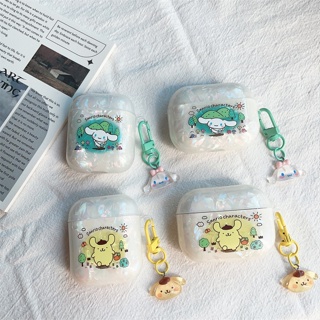 เคสแข็ง AirPods Pro2 AirPods Pro Airpods 3 gen3 AirPods 2 Fashion Cute Cartoon ปอมปอมปอมปอมปุริน Pompom Purin &amp; ซินนาโมโรล Cinnamoroll Shell Texture Protective Hard Case