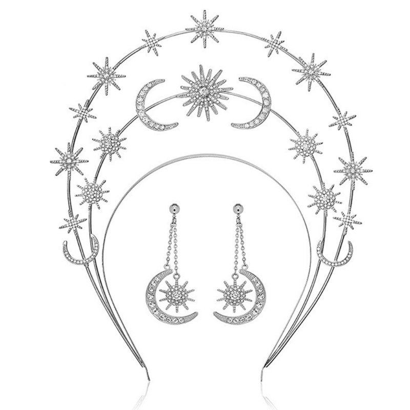 ที่คาดผม มงกุฎดาว ดวงจันทร์ หรูหรา สไตล์บาร็อค สําหรับเจ้าสาว งานแต่งงาน - รูปที่ 3