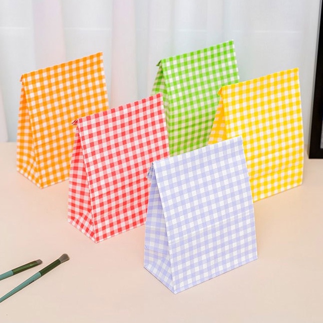 ํYourpack - (10ใบ) ถุงกระดาษลายสก็อต ขนาด 15x23x8 cm. น่ารักสดใส
