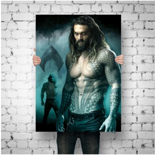 โปสเตอร์ภาพวาดสีน้ํามันบนผ้าใบ รูปการ์ตูน Aquaman Jason Momoa สไตล์โมเดิร์น สําหรับตกแต่งผนังบ้าน