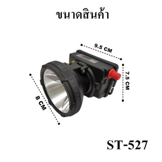 ไฟฉาย ⭐ไฟฉายคาดหัว⭐ส่องสว่างระยะไกล LED หน้าไฟ ปรับไฟได้ ไฟส่องกบ แบตอึด ST-527