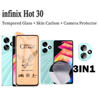 3 In 1 ฟิล์มกระจกนิรภัยเซรามิก กันรอยหน้าจอ ผิวด้าน สําหรับ Infinix Hot 30 Infinix Note 12 Pro G96 11 10 Pro Hot 30i 30 Play 20 12i 12 11 10 Play 20s 11s 10s NFC