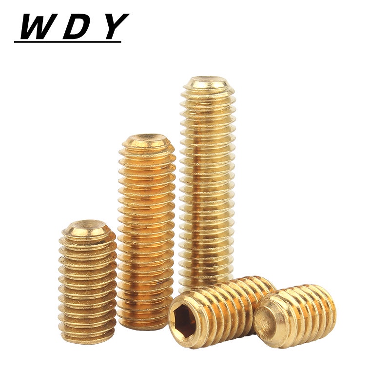 m4m5m6m8m10m12 ทองเหลือง สกรู ตัวหนอน หกเหลี่ยม ประเภทเว้าเกลียวมิล หยาบ/Hex Socket Set Screw【YHL-1E】