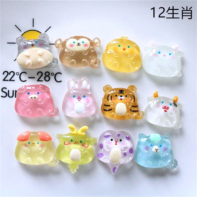 [1pc] อุปกรณ์เสริมเรซิ่น 12 ชิ้นสัตว์ทำด้วยมือตาย