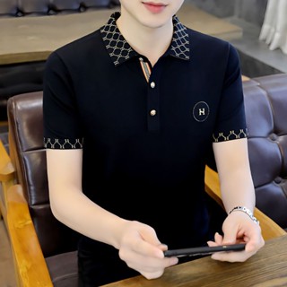 เสื้อโปโล แขนห้าส่วน แฟชั่นสําหรับผู้ชาย