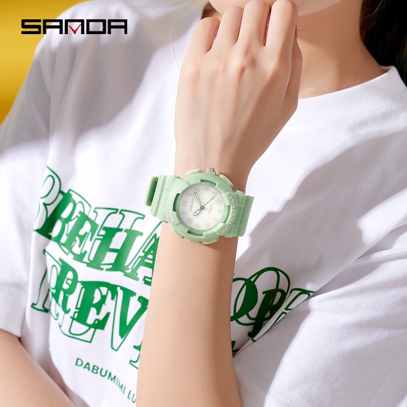 Sanda Youth นาฬิกาข้อมือควอตซ์แฟชั่น กันน้ํา มีปฏิทินเรืองแสง แนวสปอร์ต เรียบง่าย SD6094-9
