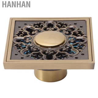 Hanhan Floor Drain Metal Squared Retro Style Water Drainage Shower Drain with Filter for Home Bathroom