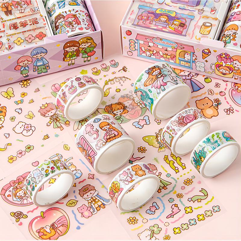 สติกเกอร์เทป ลายการ์ตูน สําหรับตกแต่งสมุดภาพ diy TZ040