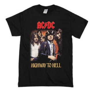 พร้อมส่ง ผ้าฝ้ายบริสุทธิ์ T-shirt    KAOS BAND ACDC - Highway To Hell  KAOS PRIA WANITA  BAJU RAP TEE  DEWASA DAN ANA