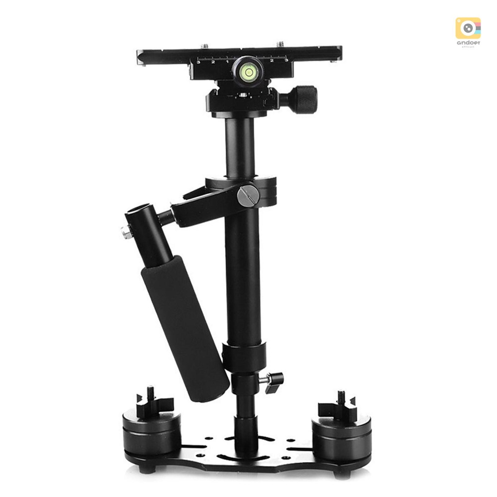 15.7in/40cm Aluminum Alloy Handheld Stabilizer with 1/4 3/8inch Screw Quick Shoe Plate with Bubble L