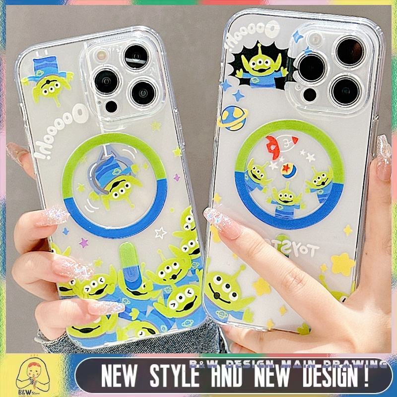 เคสโทรศัพท์มือถือแบบนิ่ม ใส กันกระแทก ลายเอเลี่ยนน่ารัก สีเขียว สําหรับ iPhone 14 13 12 11 Pro Max