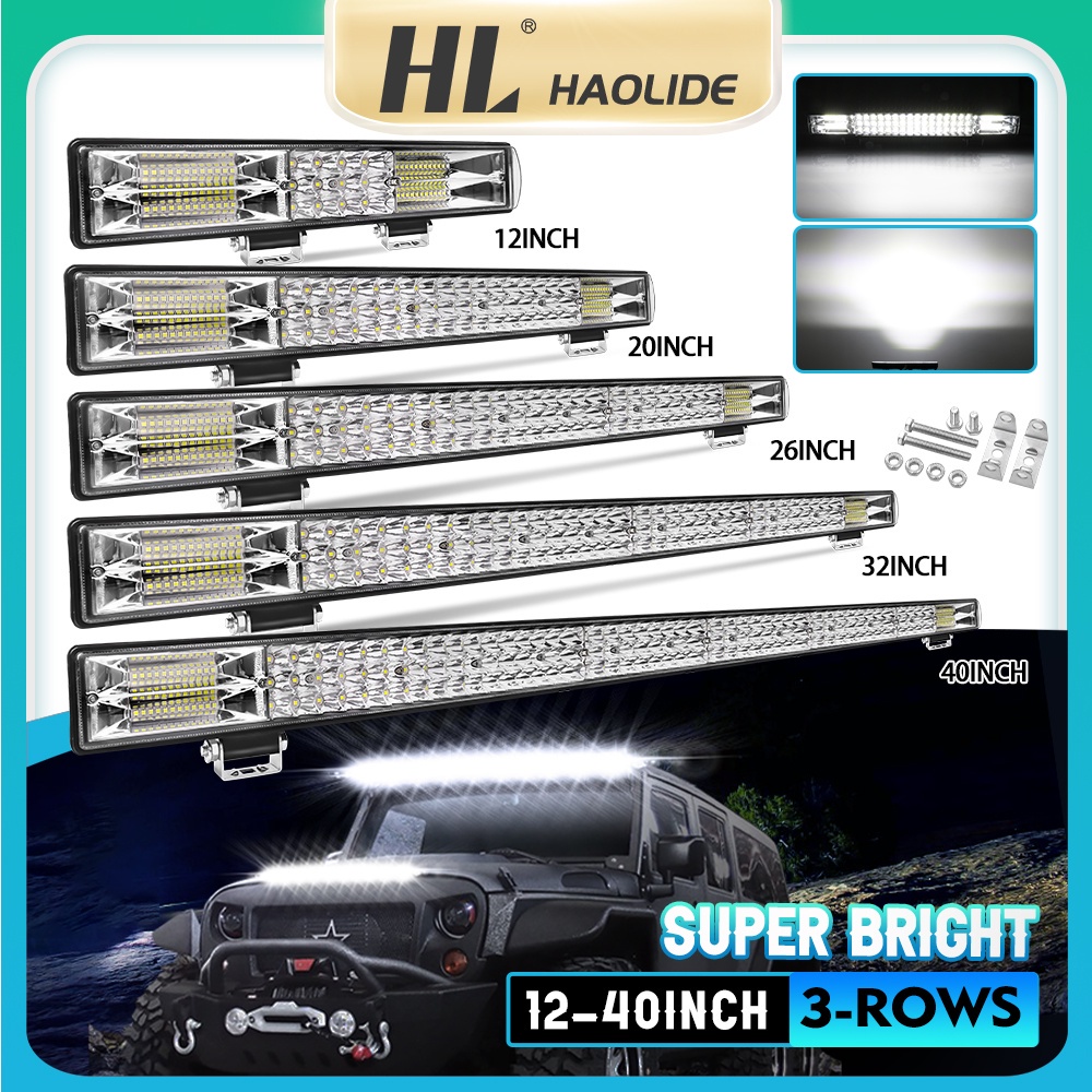 Braveway 3-Row 12" 22" 26" 32" 42" Led Light Bar Offroad Led Bar Combo Led Work Light Bar 12 V 24 V 