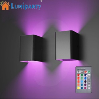 Lumiparty โคมไฟติดผนัง Led ทรงสี่เหลี่ยม หรี่แสงได้ หลากสี พร้อมรีโมตคอนโทรลอินฟราเรด