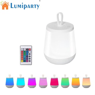 Lumiparty โคมไฟกลางคืน Led Rgb 16 สี ปรับความสว่างได้ พร้อมด้ามจับ และรีโมตคอนโทรล สําหรับตั้งแคมป์