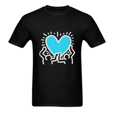 ขายดี Gildan เสื้อยืดผ้าฝ้าย 100% พิมพ์ลายหัวใจ Keith Haring ของขวัญวันพ่อ ของขวัญวันหยุด 865819
