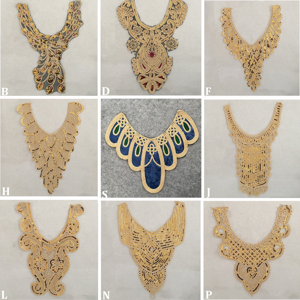 【1 ชิ้น】แผ่นแพทช์เย็บปักถักร้อย สไตล์เรโทร สีทอง สําหรับชุดเดรส DIY YM